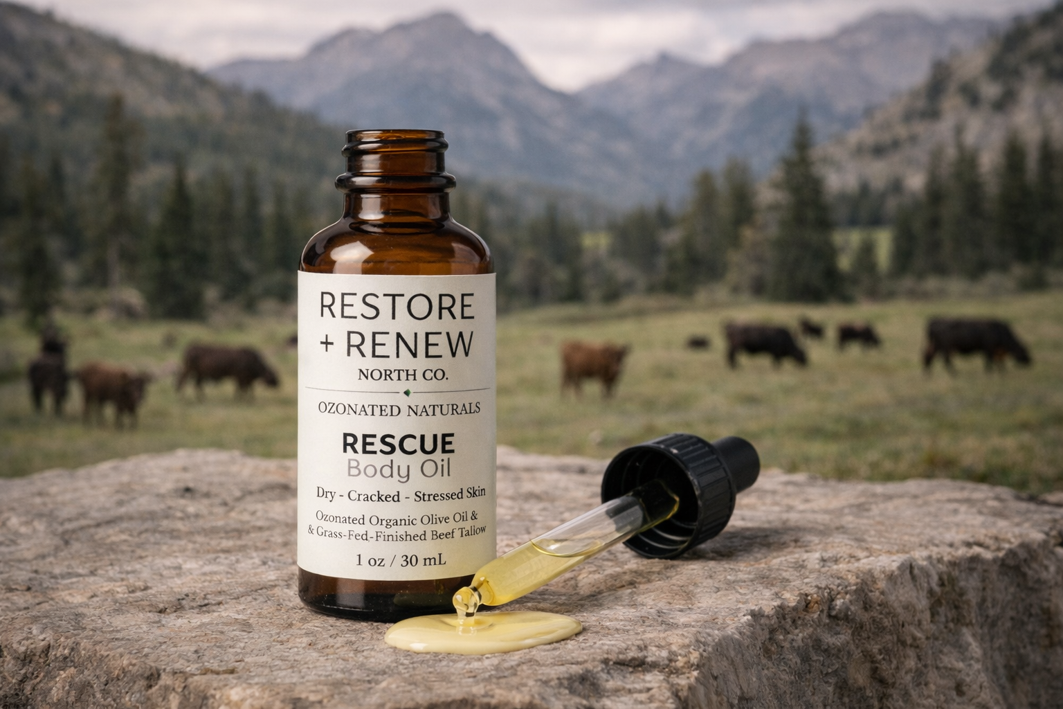Ozonated Rescue Body Oil - Ozonated olive oil and grass fed tallow