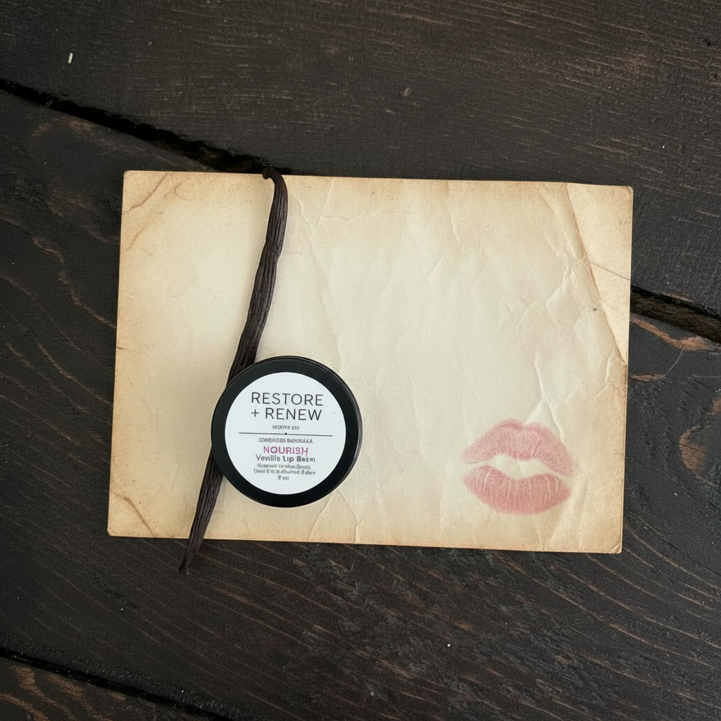 Lip Balm with Vanilla Bean Leaning Right