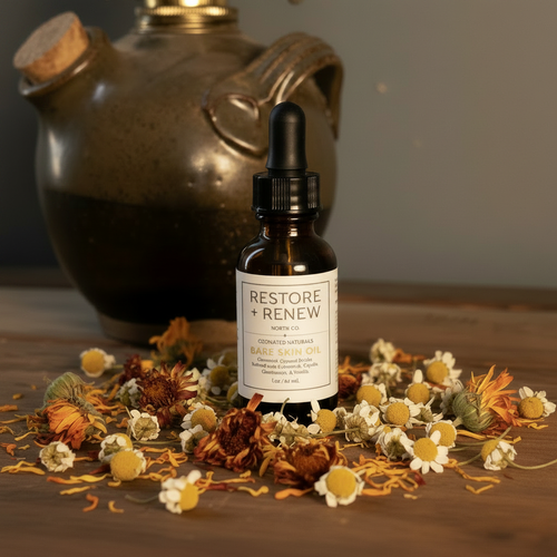Ozonated Bare Skin Oil - Jojoba Oil infused with Calendula - Chamomile - Vanilla - 